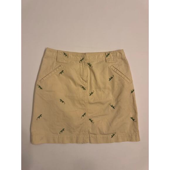 J. Crew Women's Yellow Lizard Embroidered Skirt 100% Cotton Size 6 - Picture 1 of 4